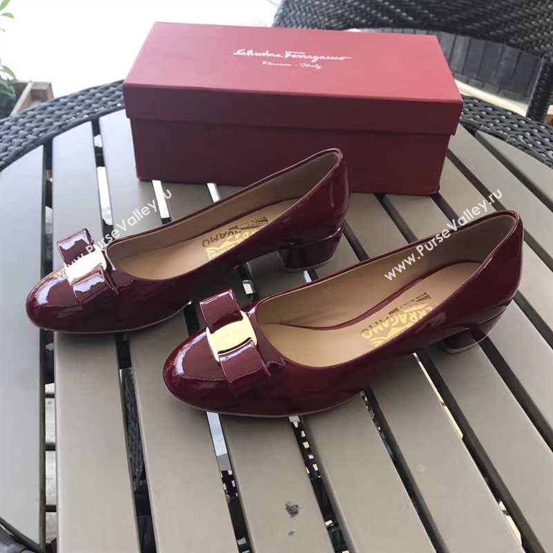 Ferragamo 3.5cm heels sandals wine paint shoes 4345