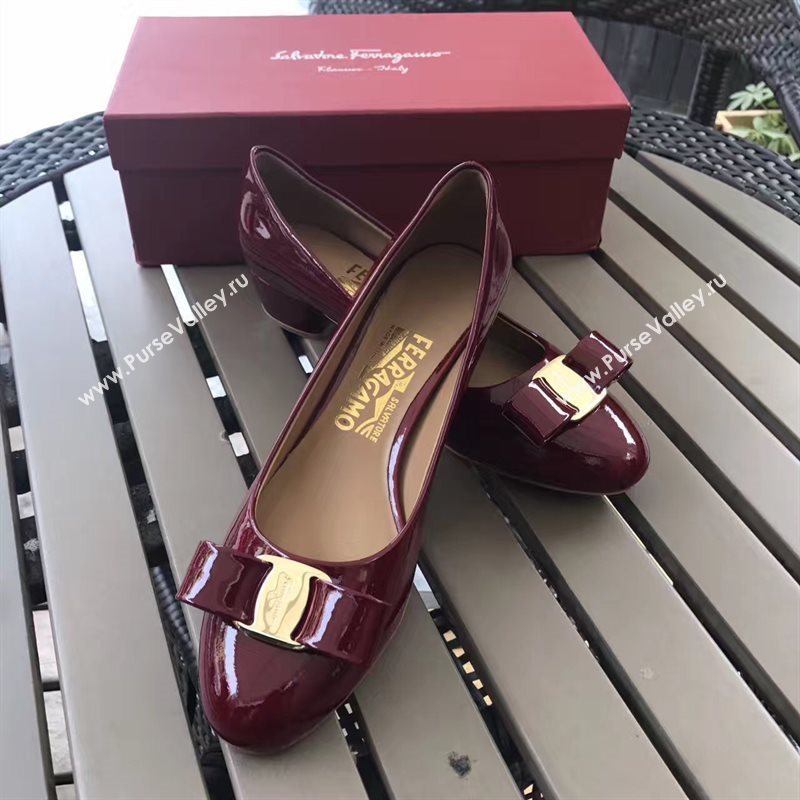 Ferragamo 3.5cm heels sandals wine paint shoes 4345
