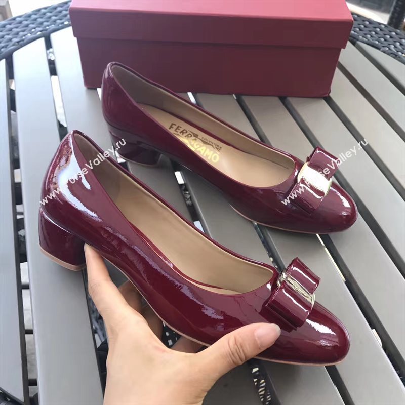 Ferragamo 3.5cm heels sandals wine paint shoes 4345