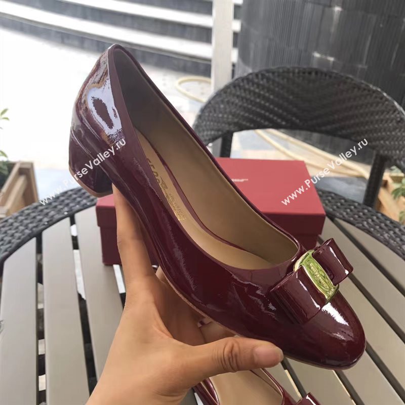 Ferragamo 3.5cm heels sandals wine paint shoes 4345