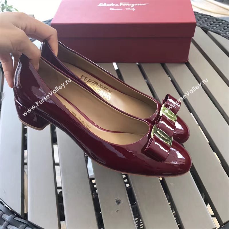 Ferragamo 3.5cm heels sandals wine paint shoes 4345