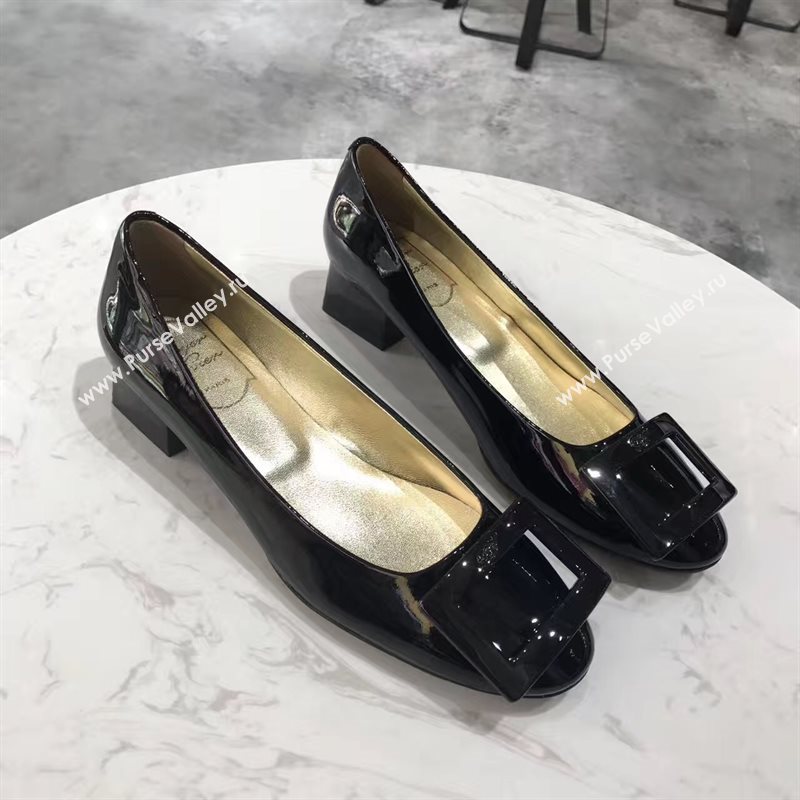 Roger Vivier RV heels sandals black paint shoes 4355