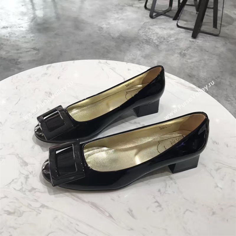 Roger Vivier RV heels sandals black paint shoes 4355