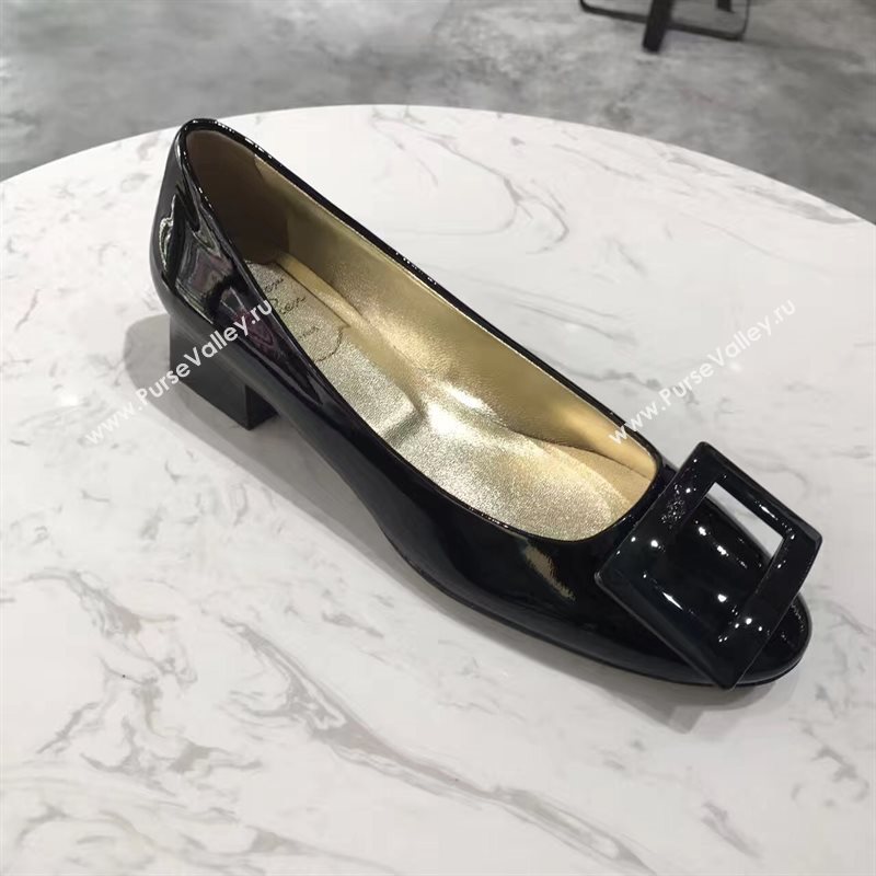 Roger Vivier RV heels sandals black paint shoes 4355