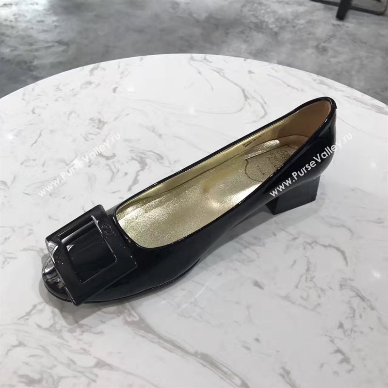 Roger Vivier RV heels sandals black paint shoes 4355