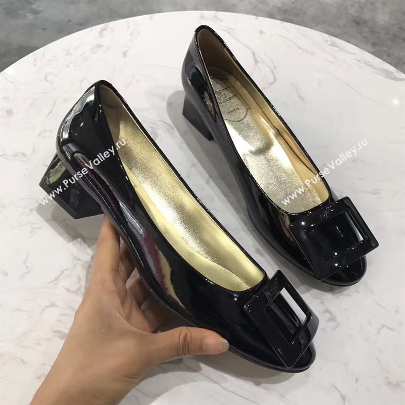 Roger Vivier RV heels sandals black paint shoes 4355