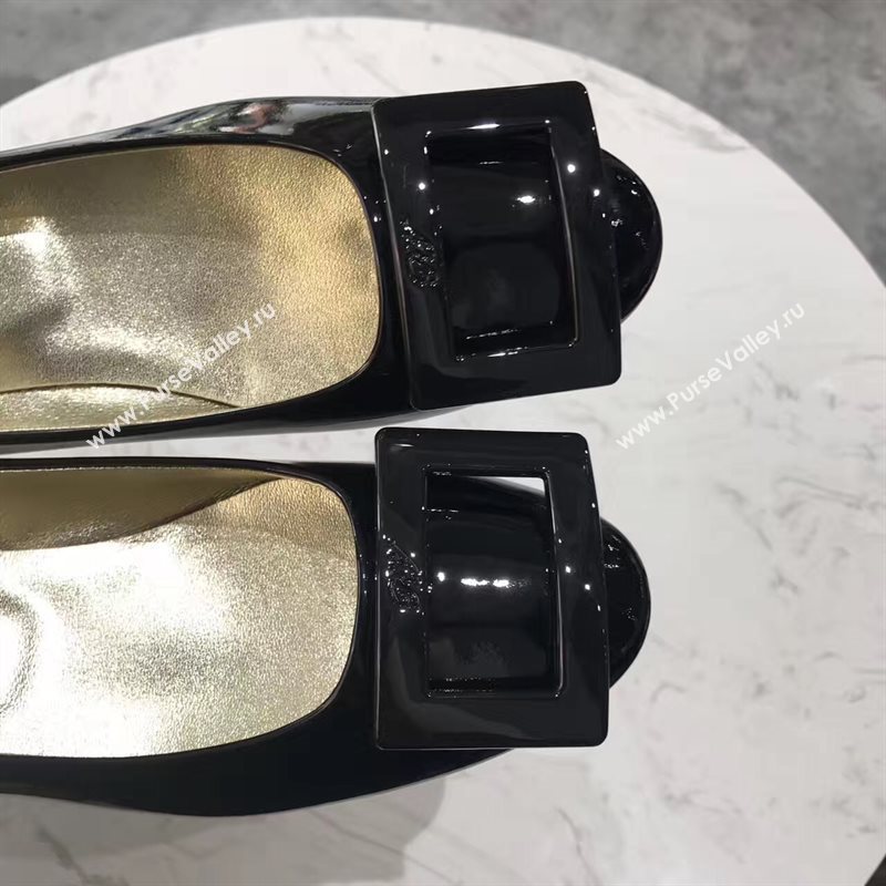 Roger Vivier RV heels sandals black paint shoes 4355