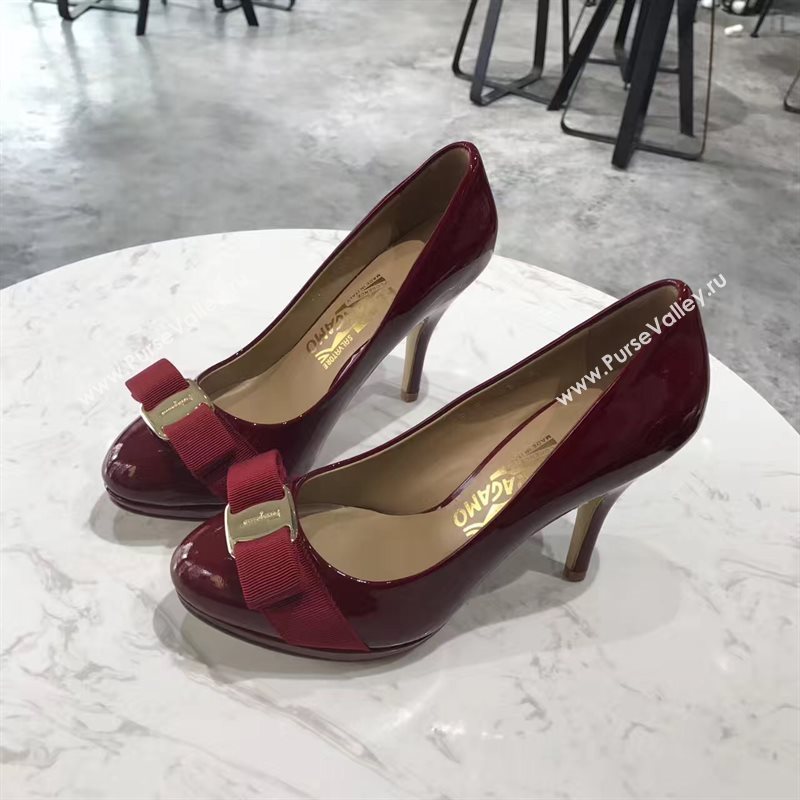 Ferragamo 9.5cm heels sandals wine paint shoes 4357