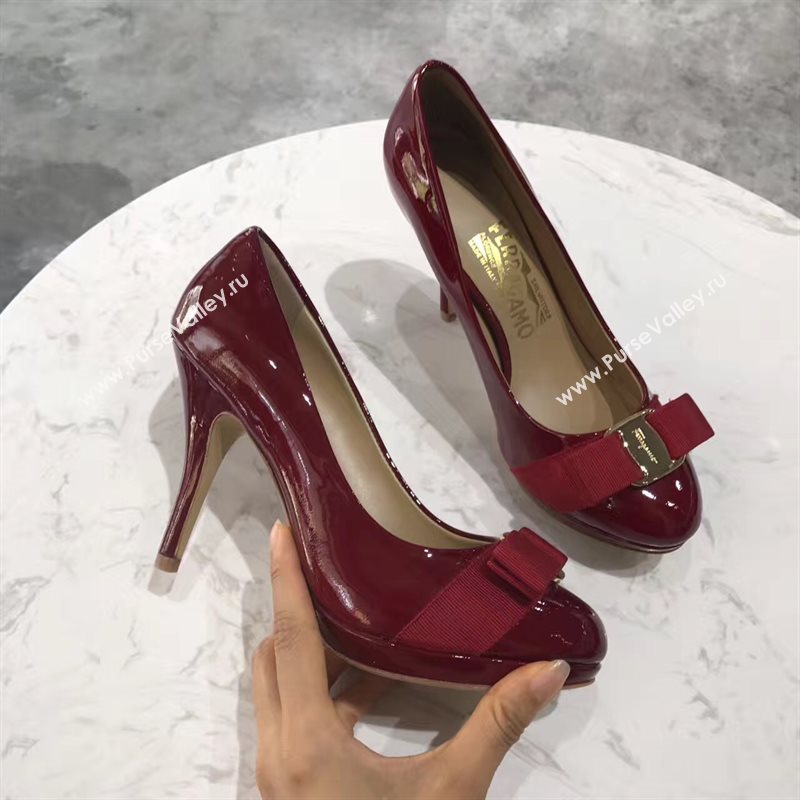 Ferragamo 9.5cm heels sandals wine paint shoes 4357