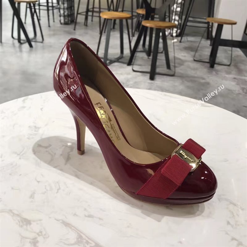 Ferragamo 9.5cm heels sandals wine paint shoes 4357