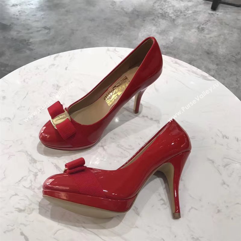 Ferragamo 9.5cm heels red sandals shoes 4358