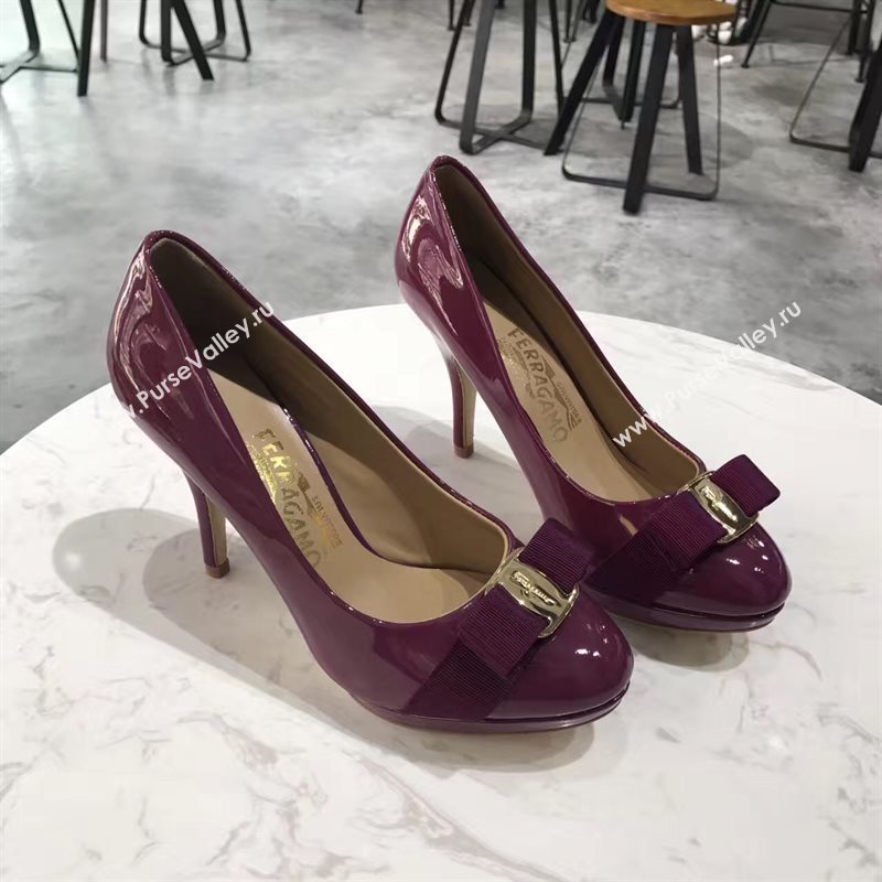 Ferragamo 9.5cm heels wine sandals shoes 4359