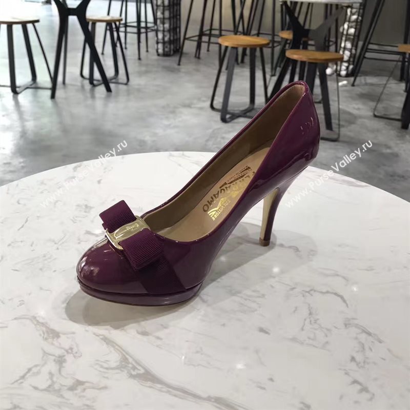 Ferragamo 9.5cm heels wine sandals shoes 4359