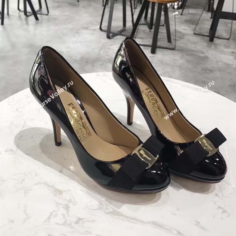 Ferragamo 9.5cm heels black sandals shoes 4361