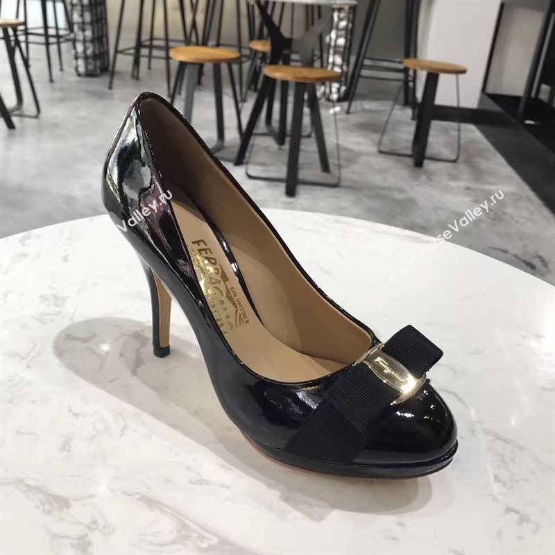 Ferragamo 9.5cm heels black sandals shoes 4361