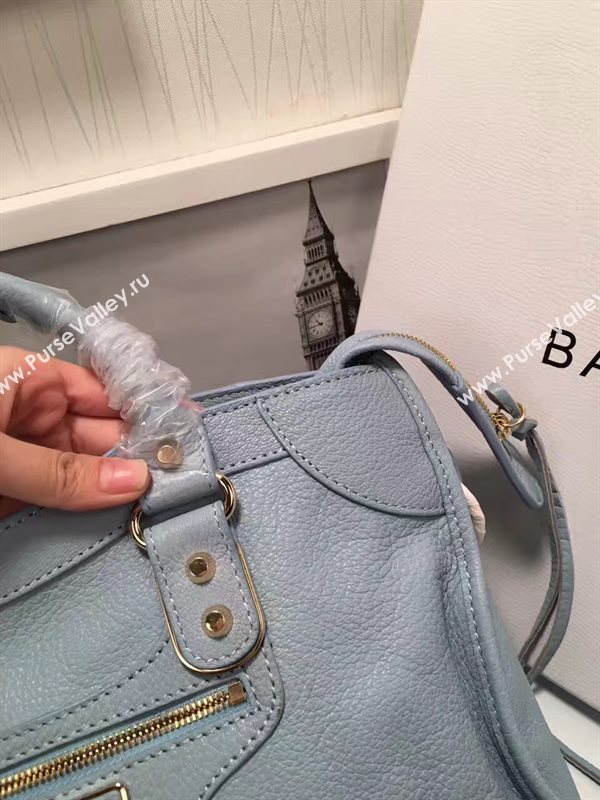Balenciaga city large goatskin blue light bag 4371
