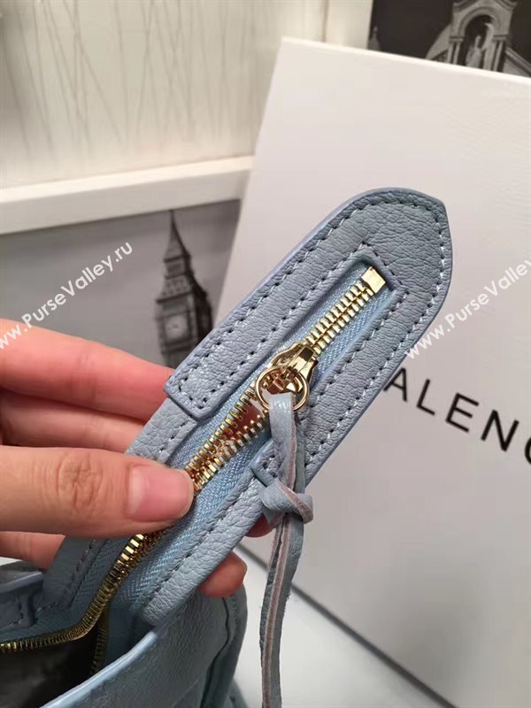 Balenciaga city large goatskin blue light bag 4371