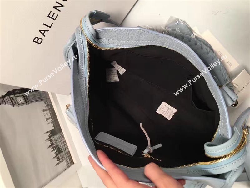 Balenciaga city large goatskin blue light bag 4371