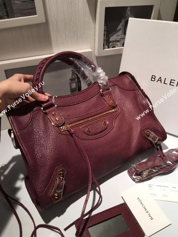 Balenciaga city large wine goatskin bag 4372