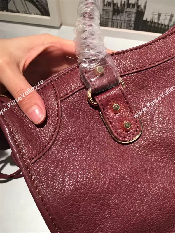 Balenciaga city large wine goatskin bag 4372