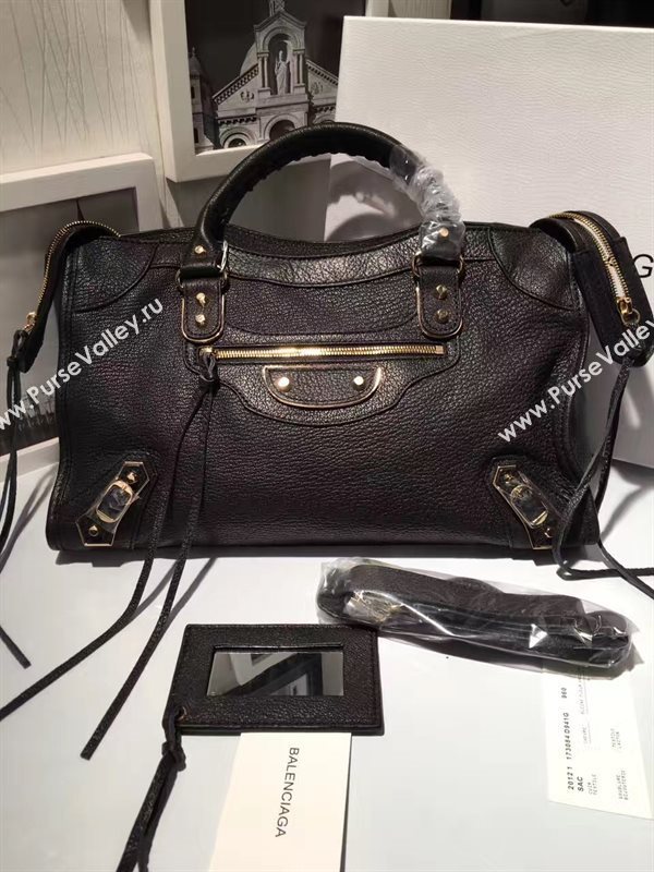 Balenciaga city large black goatskin bag 4373