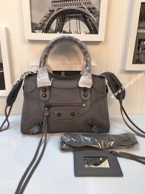 Balenciaga city mini goatskin gray dark bag 4374