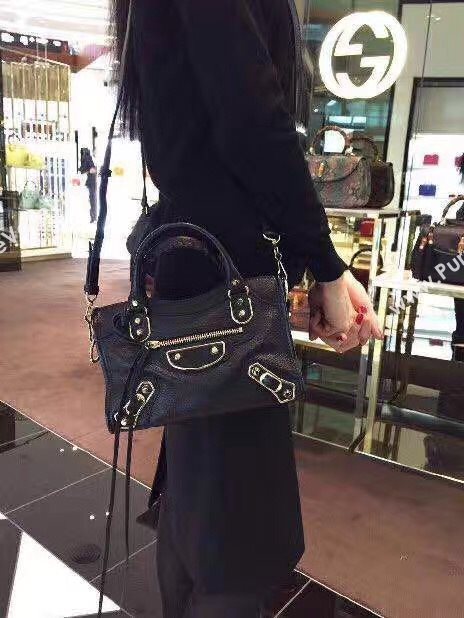 Balenciaga city small goatskin black bag 4376