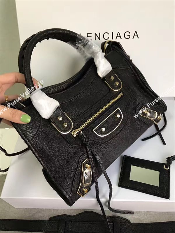 Balenciaga city small goatskin black bag 4376