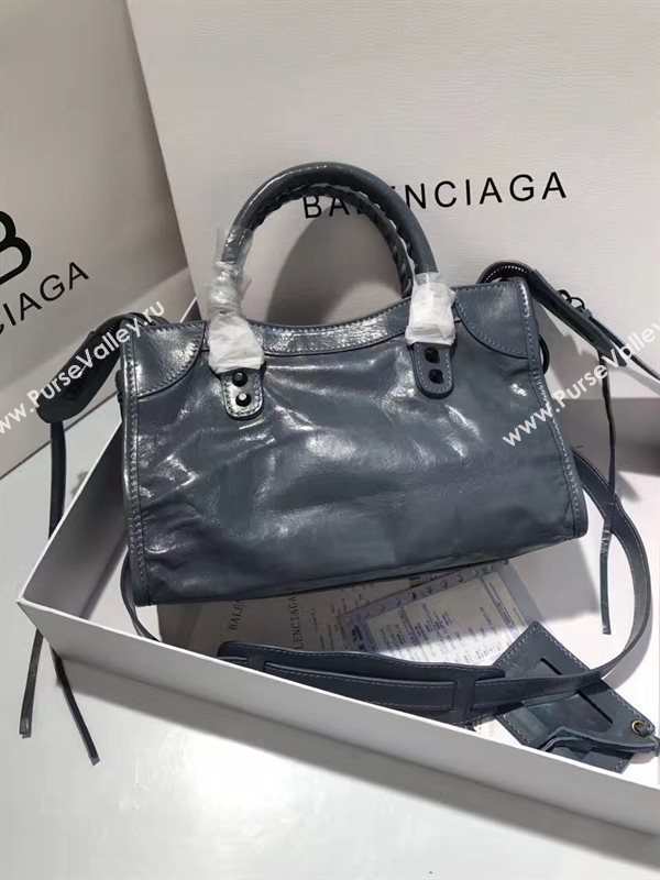 Balenciaga city small blue gray bag 4382