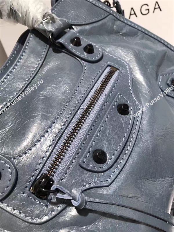 Balenciaga city small blue gray bag 4382