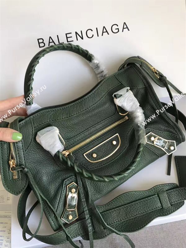 Balenciaga city green goatskin small bag 4383