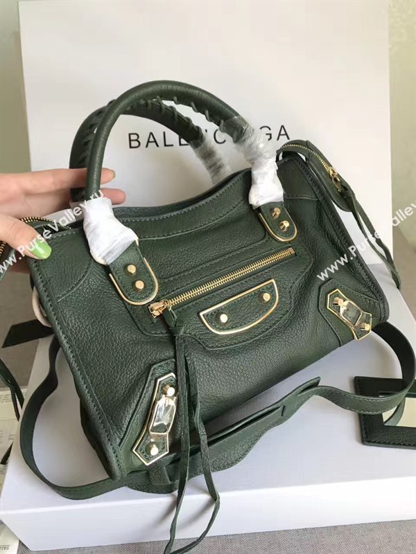 Balenciaga city green goatskin small bag 4383