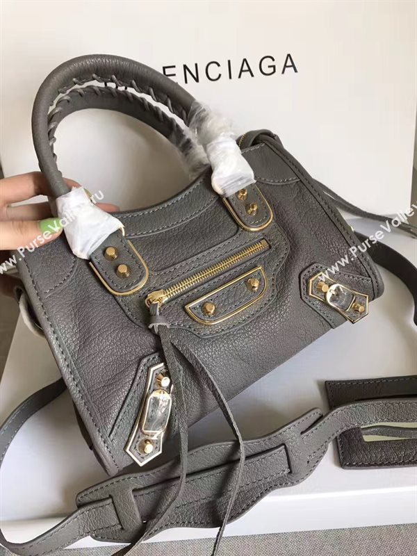 Balenciaga city gray goatskin mini bag 4384