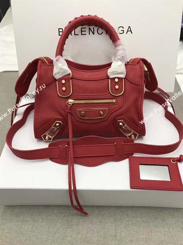 Balenciaga city mini red goatskin bag 4387