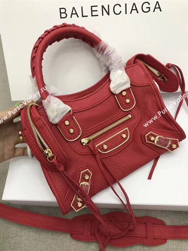 Balenciaga city mini red goatskin bag 4387