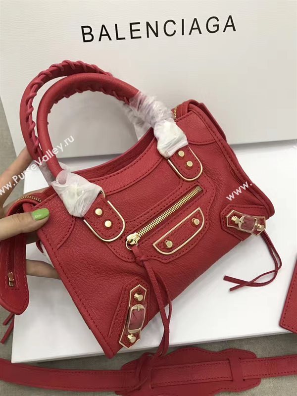 Balenciaga city mini red goatskin bag 4387