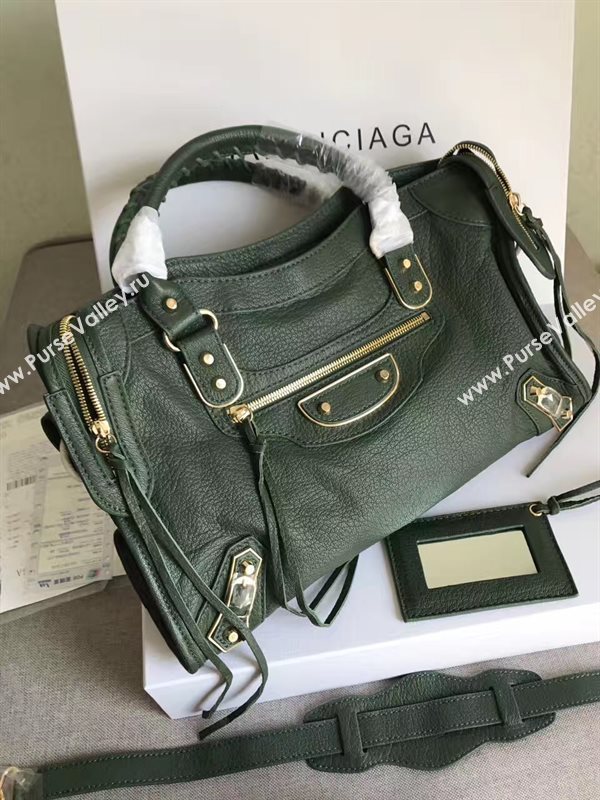 Balenciaga city green goatskin large bag 4388