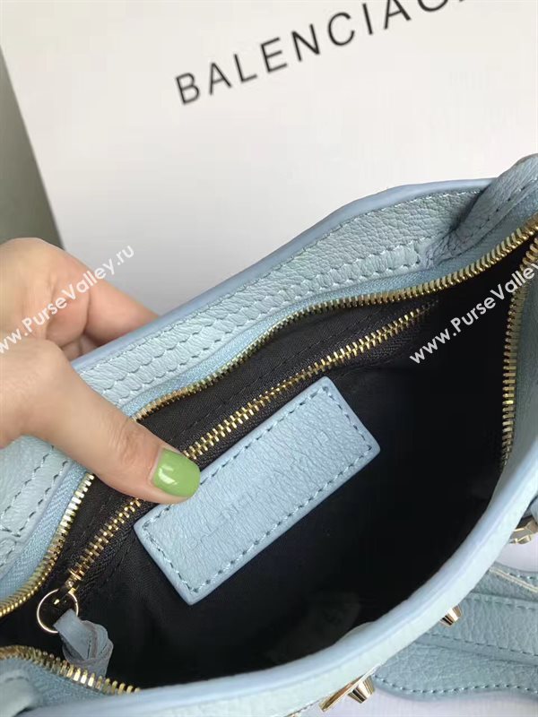 Balenciaga city light blue goatskin mini bag 4389