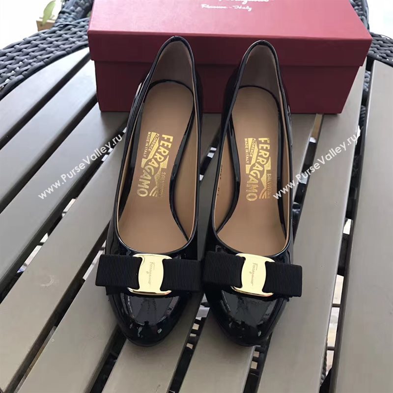 Ferragamo 7cm heels sandals black paint shoes 4301