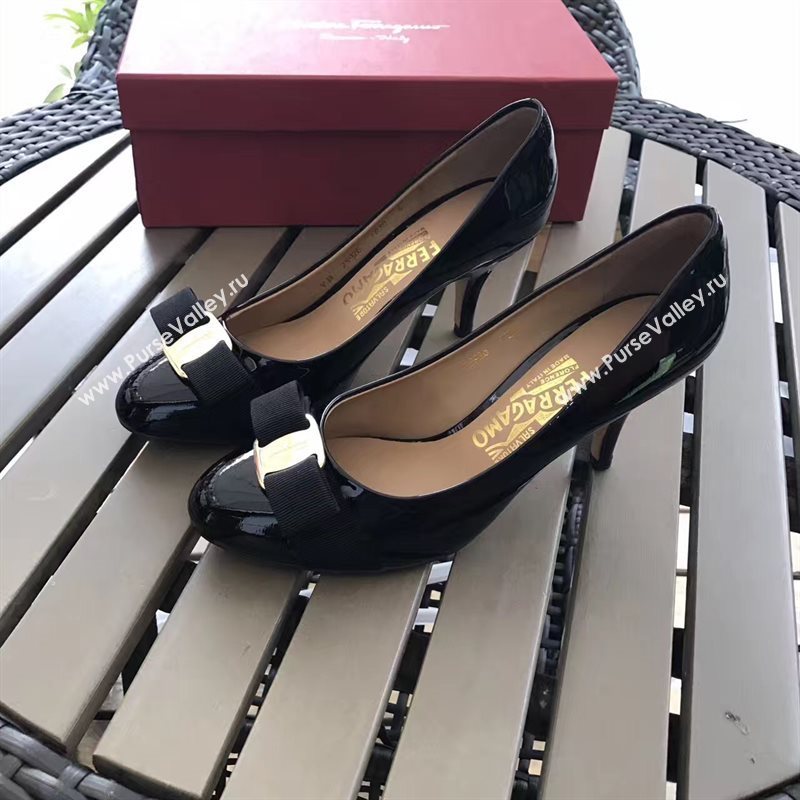 Ferragamo 7cm heels sandals black paint shoes 4301