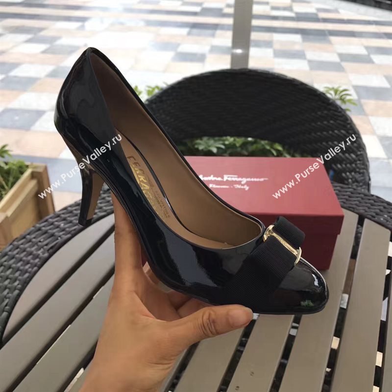 Ferragamo 7cm heels sandals black paint shoes 4301