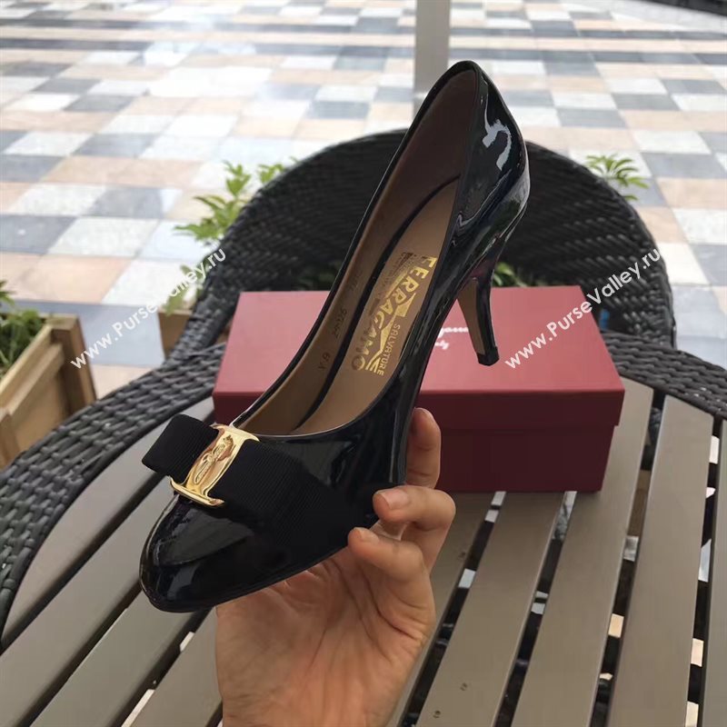 Ferragamo 7cm heels sandals black paint shoes 4301