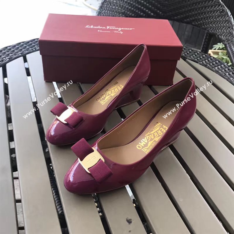 Ferragamo 6cm heels wine sandals shoes 4308