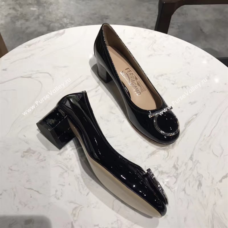 Ferragamo 4cm heels sandals black paint shoes 4313