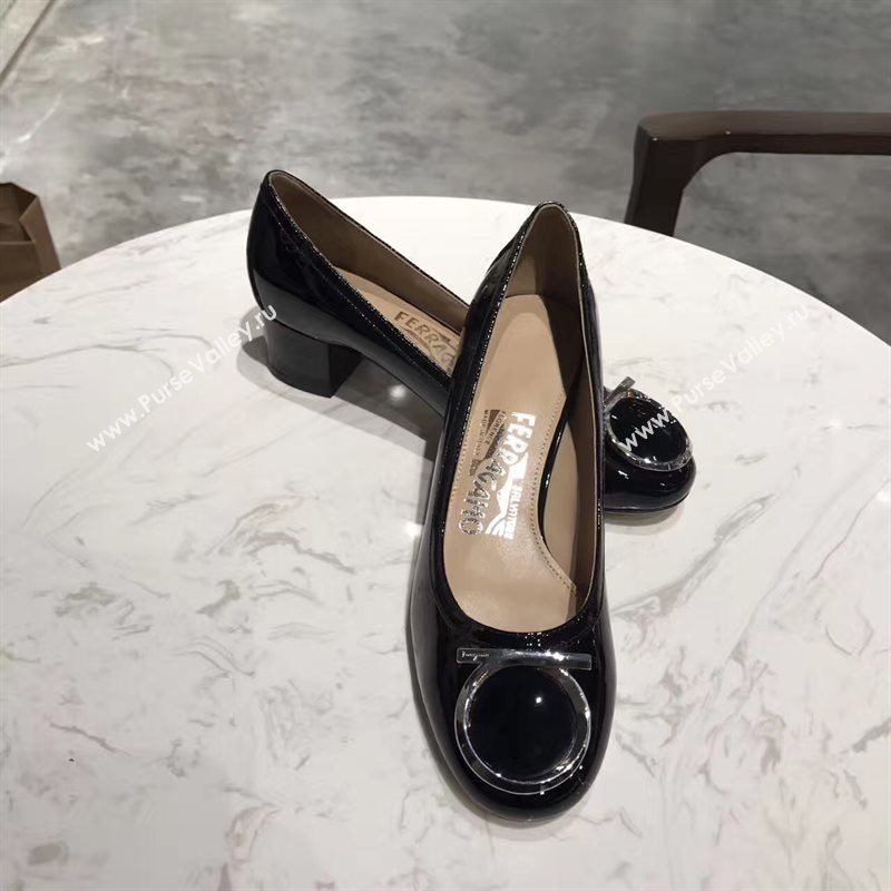 Ferragamo 4cm heels sandals black paint shoes 4313
