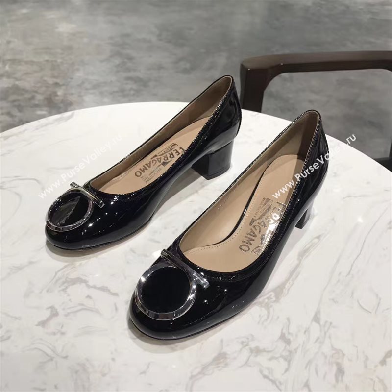 Ferragamo 4cm heels sandals black paint shoes 4313