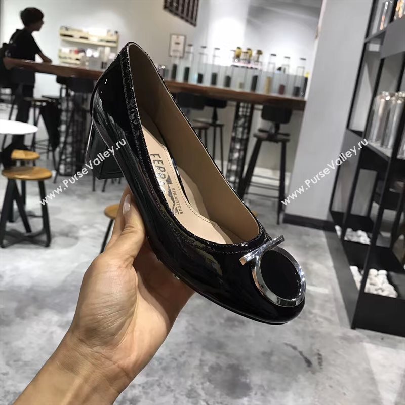 Ferragamo 4cm heels sandals black paint shoes 4313