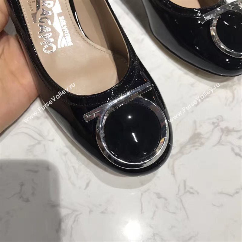 Ferragamo 4cm heels sandals black paint shoes 4313