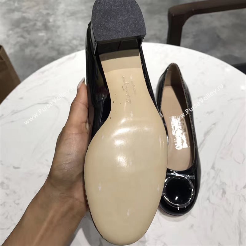 Ferragamo 4cm heels sandals black paint shoes 4313