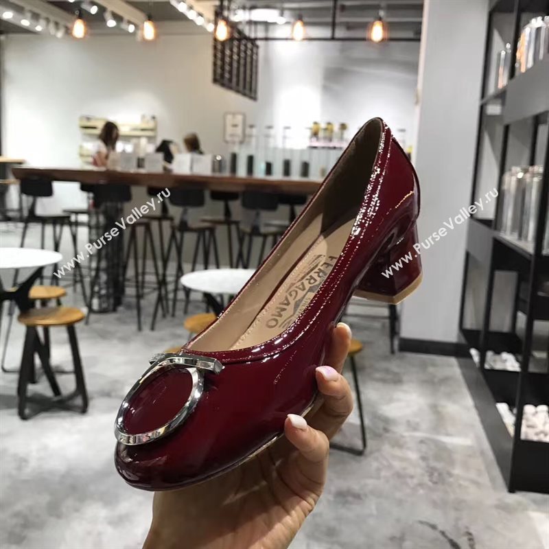 Ferragamo 4cm heels sandals wine paint shoes 4314